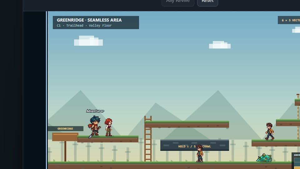 The Platformer MMO game stage in Greenridge.